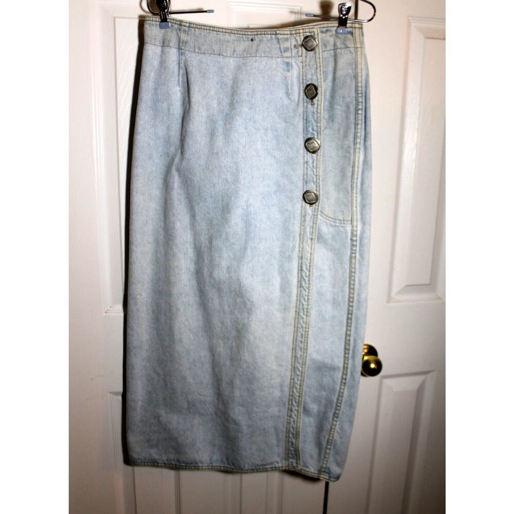 R Rodeo Vintage Western Denim Wrap Skirt w/ Concho Buttons sz 12